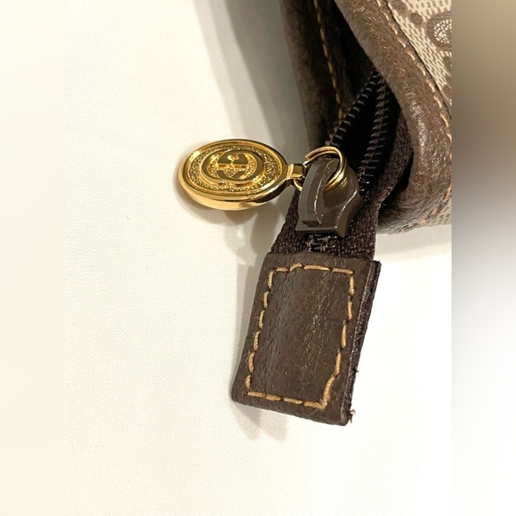 RARE NWT Vintage GUCCI SHERRY Line XLarge BROWN Monogram Canvas Leather Tote NEW - Picture 11 of 15